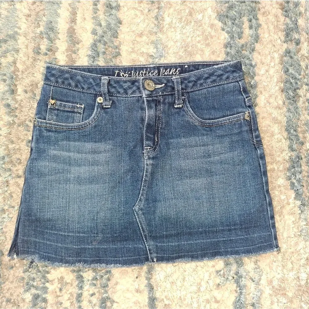 Justice Blue Jeans Skort Sz 10 EUC